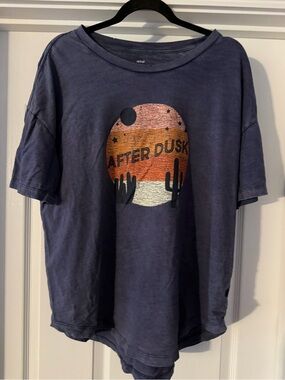 aerie Navy Short-Sleeve Tee with Sunset Desert Graphic